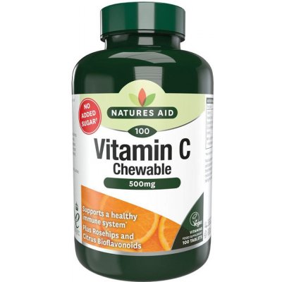 Natures Aid Vitamín C 500 mg na žuvanie - príchuť pomaranča - Vitamin C 500mg Chewable - Orange Flavour 100 Tableta