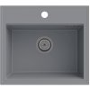Sink Quality Ferrum New 5055, 1-komorový granitový drez 560x500x210 mm + chrómový sifón, šedá, SKQ-FER.5055.G.X