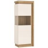 Tempo Kondela Vitrína LYOV01L, dub riviera/biela s extra vysokým leskom, LEONARDO
