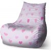 Sablio Sedací vak Bean Ružové srdce - 100 x 90 x 45 cm