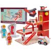 Majlo Toys Drevená požiarna garáž s autíčkom a helikoptérou Lulilo