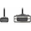 NEDIS kabel HDMI - DVI/ konektor HDMI - zástrčka DVI-D 24+1pinová/ černý/ bulk/ 2m CCGL34800BK20
