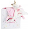Doudou Dárková sada - plyšový muchláček jednorožec růžový 20 cm (DC3312)