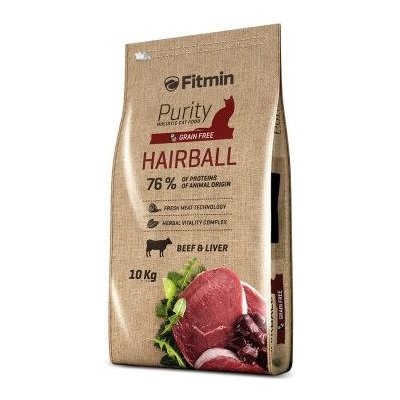 Fitmin Purity Cat Hairball s čerstvým hovädzím pre dlhosrsté mačky 10 kg