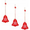 SPRINGOS Vianočné ozdoby - Zvončeky s vločkami, sada 3ks