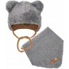 Zimná dojčenská čiapočka so šatkou na krk New Baby Teddy bear šedá 80 (9-12m)