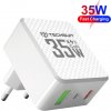 Techsuit Premium Tiny Series sieťová nabíjačka (CHPD173) – GaN, USB + USB-C, rýchlonabíjanie, PD35W – biela