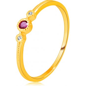 Šperky eshop Diamantový prsteň zo žltého zlata rubín v objímke číre  brilianty drobné guličky S3BT507.04 od 162,1 € - Heureka.sk