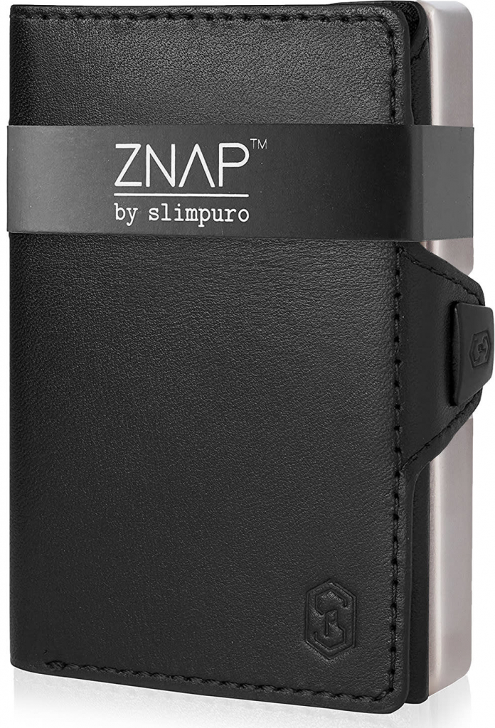 Slimpuro ZNAP Slim Wallet 12 kariet priehradka na mince ochrana RFID ZNAPBlackNickle12