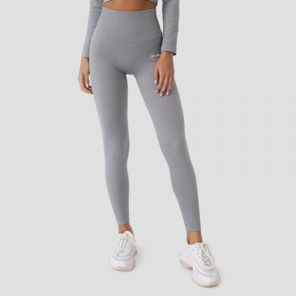 Dámske legíny GymBeam Dámske legíny Ribbed FLO Grey