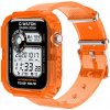 AppleKing puzdro s transparentným remienkom pre Apple Watch 41mm / 40mm / 38mm - oranžové - možnosť vrátiť tovar ZADARMO do 30tich dní