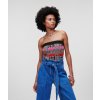 TOP KARL LAGERFELD BOUCLE KNIT TUBE TOP BOUCLE PINK CHECK