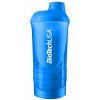 BioTech USA Šejker Wave+ modrý priesvitný - 850 ml (500ml + 150 ml + 200 ml) Farba: Modrá