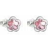 Evolution Group strieborné náušnice perlička s krištálmi Swarovski ružová kytička 31255.3 light rose