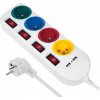 Maclean Predlžovací kábel / Rozbočovač 4 zásuvky + 2xUSB s vypínačmi, 1.5m, biely MCE229 W