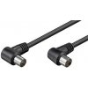Kabel anténní 75 Ohm, IEC169-2, M-F, 2,5m, lomený na obou koncích 90° , černý