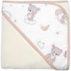 Dojčenská osuška s kapucňou 80x80cm, froté, Malý medvedík, smotanová
