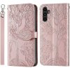 Peňaženkové kožené puzdro Tree Pattern na Samsung Galaxy A25 5G - Rose Gold