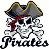 Pirátska lebka s nápisom Pirates - nalepovacie tetovanie