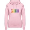 AWDis Hoodie Mikina - Dúhový nápis - PRIDE - Bábätkovská ružová - S - Dámske