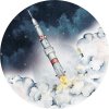 Dekornik Samolepka do detskej izby Raketa v kruhu / Priemyselná evolúcia