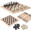 Šachy warcaby triktrak drevené sada 3v1 29x29 cm