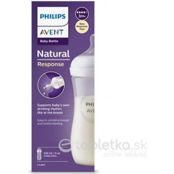 Avent Natural Response priehľadná fľaša s cumlíkom pre podporu rytmu pitia 330 ml