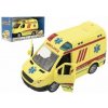 Teddies Auto ambulancie plast 20cm na zotrvačník na batérie so zvukom sa svetlom v krabici 26x15x12cm