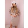 Fashionweek Dámske šaty zateplené s kapucňou K9168 Farba: Béžový, Veľkosť: Universal