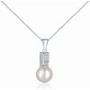 JwL Luxury Pearls Elegantný náhrdelník s pravou perlou a zirkónmi JL0645 (retiazka, prívesok)