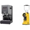 Gaggia New Classic E24, grey + Eureka Helios 75, yellow