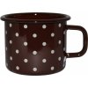 Metalac Hrnček smaltovaný 9 cm - 0,5L - hnedý s bodkami
