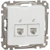 Telefónná zásuvka 2xRJ11, Biela, Sedna Design (Schneider)