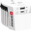 Cestovný adaptér (redukcia) univerzálny Skross MUV USB AC neuzemnený USB A+C 15W - biely
