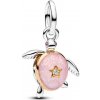 Visiaci prívesok PANDORA Pohyblivá ružová korytnačka 764432C01