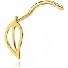 Šperky eshop - Zlatý piercing do nosa zo 14K zlata s motívom listu S5GG271.01