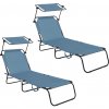 Aga 2x Záhradné polohovacie lehátko so strieškou Svetlomodré