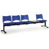 Plastová lavica do čakární VISIO, 4-sedadlo, so stolíkom, modrá, čierne nohy