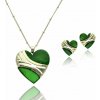 Yvon Elegantný set náhrdelníka a náušníc so zeleným srdcom zo živice