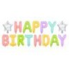Fóliový nápis Happy Birthday, mix farieb
