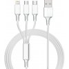 Mobilnet KAB-0224-3V1-SIVYX) 3v1 Micro USB/Lightning/USB-C/USB, 1,2m, sivý