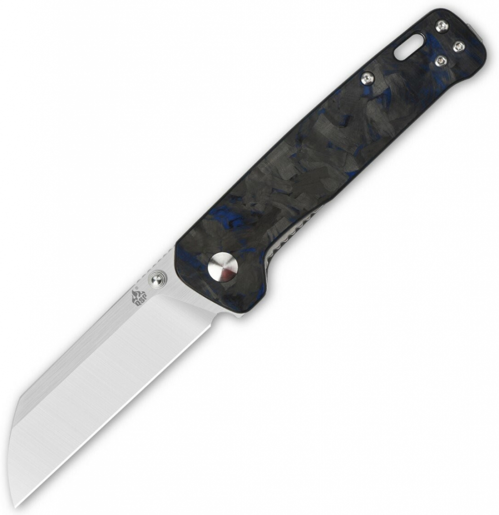QSP Knife Penguin, Satin D2 Blade, CF Overlay G10 Handle QS130-TBL