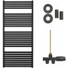 CERANO - Kúpeľňový radiátorový set Vincenzo - ústredné vykurovanie - bočné jednobodové pripojenie - 600W - čierna matná - 1330x600 mm CER-663637