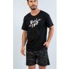 Rock and roll - pánske pyžamo so šortkami M Čierna Krátke