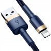 BASEUS Cafule nabíjací/dátový kábel USB na Lightning 2,4 A 1 m CALKLF-BV3, zlatá-modrá