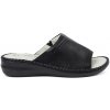 Shelvt Black women's flip-flops with leather insole čierna | biela 41 Shelvt 0000296813698