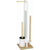 Biely/v prírodnej farbe oceľový stojan na toaletný papier so štetkou Rivalta – Wenko