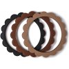 Mushie náramkové zo silikónu Flower Black natural caramel