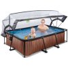 EXIT TOYS Exit Wood bazén s filtráciou a kupolou 220x150x65cm, hnedý, NOVINKA