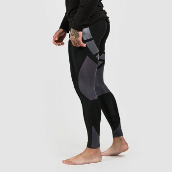 GymBeam Pánske legíny Flex Tight s black grey